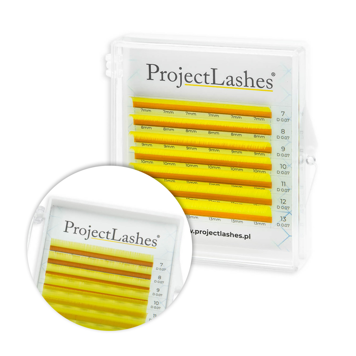 Rzęsy kolorowe ProjectLashes YELLOW MIX 7-13 mm